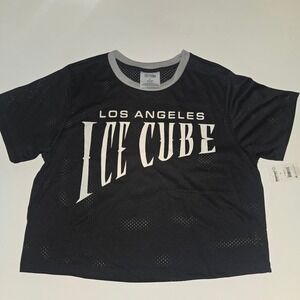 Ice Cube Los Angeles Mesh Jersey Crop Top Black Grey XL NWT 69 Hip Hop Rap Shirt